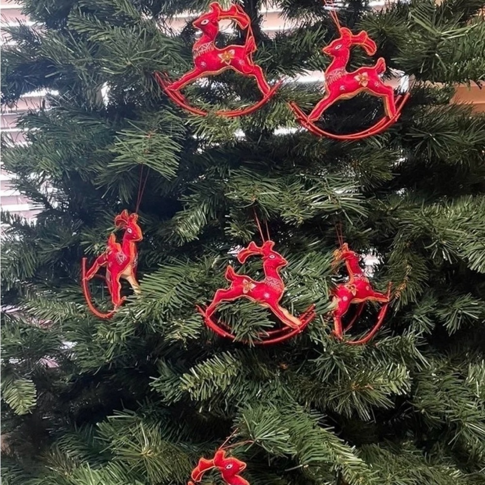 Rocking Reindeer • Vintage • Red • Christmas • Embroidery • Sequins• 7 Ornaments - Picture 6 of 14